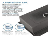 33"x22" Embedded Double Bowl Kitchen Sink, Overmount Handmade Sink in Black Unable ship 06898830