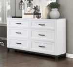 ZUN White Finish Dresser with 6x Storage Drawers Wooden Bedroom Furniture 1pc B011P270965