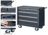 Single-bottom cabinet 4-draw, steel, black 330lb instrument cart, storage room 08302619