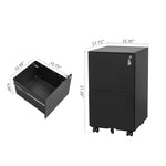 ZUN 2 Drawer File Cabinet with Lock, Steel Mobile Filing Cabinet on Anti-tilt Wheels, Rolling Locking W252103816