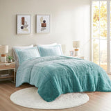 Full/Queen Ombre Shaggy Long Fur Comforter Mini Set B03595985