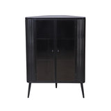 Modern 3-Tier Corner Storage Cabinet with Tempered Glass Doors, Removeable Shelves & Metal Frame W3122P272936