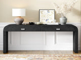 U_STYLE 60''Wooden Entryway Table with Burl Veneer, Console Table with 2 Large Drawers and Metal N711P216235B