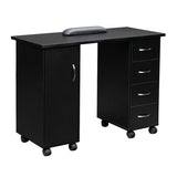 Double Edged Manicure Nail Table with Drawer Black 54431300