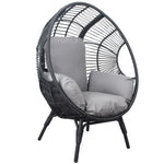 ZUN Patio PE Wicker Egg Chair Model 2 with Black Color Rattan Grey Cushion and Side Table 57693755