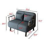 39 Convertible Chair Bed, Tri-Fold Sofa Bed with Adjustable Backrest & Pillow, Leisure Chaise W1767106625