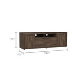 ZUN Brock Rectangle 2-Door TV Stand Dark Walnut B06280315