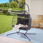 ZUN 2 Person Outdoor Rattan Hanging Chair Patio Wicker Egg Chair W87471510