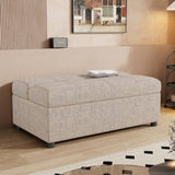 ZUN Twin Size Folding Ottoman Sleeper Bed with Mattress Convertible Guest Bed Light Gray WF307724AAE