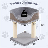 2-Level Cat Furniture - Engaging Bell Pompom Toys, Sisal Plush Engineered Wood Build, Ideal 44581412