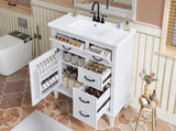 36 Inch Bathroom Vanity with Ceramic Sink Top, Solid Wood Frame, MDF & Poplar Cabinet, Flip Drawers, N725P336554K