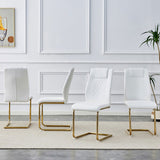 Modern dining chairs, dining room chairs, and golden leg cushioned chairs made of artificial W1151110421