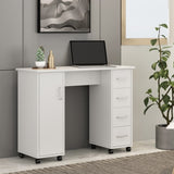 ZUN Home Office Computer Desk Table with Drawers White nail art table with wheels 48850997