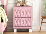 Elegant Velvet Nightstand with 2 Drawers and Crystal Handle, Storage Bedside Table with 65270189
