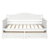 Twin Wooden Daybed with 2 drawers, Sofa Bed for Bedroom Living Room,No Box Spring Needed,White WF192860AAK