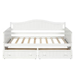 ZUN Twin Wooden Daybed with 2 drawers, Sofa Bed for Bedroom Living Room,No Box Spring Needed,White WF192860AAK