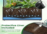 58" Black PE Rattan Raised Garden Bed with Trellis Adjustable Foot Pads Outdoor Planter Box 53155263