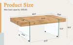 ZUN 43.3"x23.6" Wood colored texture sticker MDF Coffee Table with Tempered glass legs.Suitable for W1151P209568