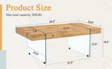 ZUN 43.3"x23.6" Wood colored texture sticker MDF Coffee Table with Tempered glass legs.Suitable for W1151P209568