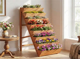 8-Tier Vertical Raised Garden Bed, 40" x 24" x 59" Fir Wood Ladder Planter Stand for Vegetables 59808583