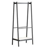 (Black) Solid Oak Wood Clothes Rack, Black Rattan Rack-clothes Rack with Shelves, Cloth W1283P298205