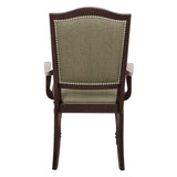 Dark Cherry Finish Armchairs Set of 2 Upholstered Seat and Back Nailhead Trim Wooden Furniture B011P186810