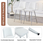 ZUN Modern White PU Bar Stool - Silver Metal Legs with Cross Reinforcement.White,Silver Metal Legs,Bar W1151P211983