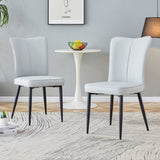 Modern minimalist dining chairs and office chairs. 2-piece set of light gray PU seats with black W1151116749