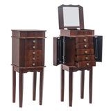 ZUN Standing Jewelry Armoire with Mirror, 5 Drawers & 6 Necklace Hooks, Jewelry Cabinet Chest with Top 95157130