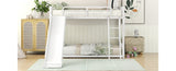 Metal Bunk Bed with Slide, Twin over Twin, White MF285671AAK