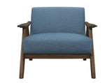 Modern Home Furniture Blue Fabric Upholstered 1pc Accent Chair Cushion Back and Seat Walnut Finish B01172866