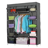 5-Layer 12-Compartment Non-woven Fabric Wardrobe Portable Closet Gray 24212227