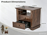() 2-Drawer Bedside with Shelves and Sockets MDF Painted Retro Bedside 55091139