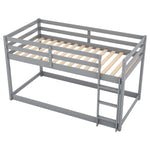 ZUN Twin over Twin Floor Bunk Bed with Ladder , Gray 53024079
