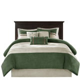 7 PC Pieced Faux Suede Comforter Set Green King B03597219