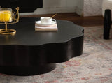 Scalloped Black Coffee Table Unique Wave-Edge Shape, Elegant Focal Piece for Stylish Spaces. W3081P389074