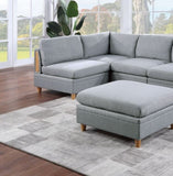 Living Room Furniture Ottoman Light Grey Dorris Fabric 1pc Cushion ottomans Wooden Legs B01147399