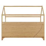 Twin Size House Bed with LED Light, Wood House Bed with Storage Bookshelf, Floor House Bed with W2593P269092