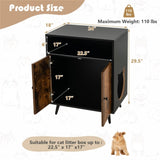 ZUN Double door litter box, brown wood interior storage furniture, nightstand, side table, end table 03824678