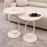 Lantern-shaped Metal End Table, Small Round Side Table, Modern Coffee Drink Cocktail Table, Small W2664P232829