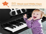 Black Kids Piano 30-Key Wood Toy Kids Grand Piano with Bench and Music Rack 65950282