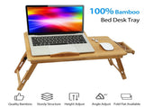 Bamboo Laptop Desk, Adjustable Portable Breakfast Serving Bed Tray with Tilting Top Drawer for 60125721