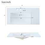 ZUN 36" Single Bathroom Basin Sink, Left Offset Sink Vanity Top Only, 3-Faucet Holes, Resin WF324869AAK