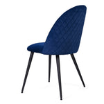 ZUN Blue Velvet Dining Chairs with Black Metal Legs, Set of 4 Chairs W1516P184453