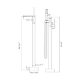 Bathroom Freestanding Waterfall Tub filler Matte Black Floor Mount Faucet with Hand Shower W1224105987