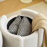 ZUN Cozy Boucle Storage Ottoman: Stylish Comfort with Hidden Storage, White N769P199879W