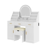 47.2" Makeup Vanity Mirror and Light, Vanity Desk Cushioned Storage Stool, Dressing Table 41364070