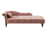 Aijia 60.6" Velvet Chaise Lounge Buttons Tufted Nailhead Trimmed Solid Wood Legs with 1 Pillow,Rose W111740820