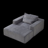 75-Inch Corduroy Sponge Sofa Lounge Chair with Removable footrest,No Assembly Required,Fluffy Modern W834P206097