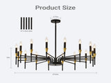 16-Light Black Gold Chandelier, 37.63" Modern Farmhouse Chandelier for Dining Room Over Table, Large 82153497